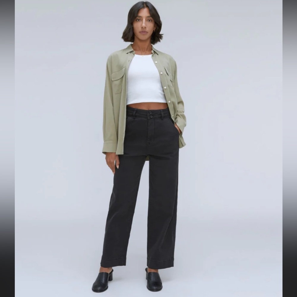 Everlane The Organic Wide Leg Pant Size 4 In Black